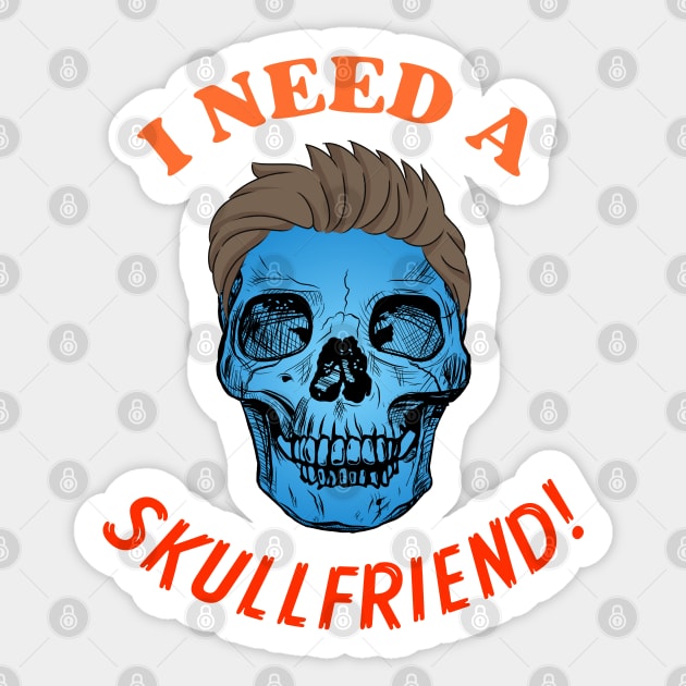 SKULLFRIEND -1- Skull with Hair | Happy Halloween | Funny Halloween | Halloween Costume Sticker by Cosmic Story Designer